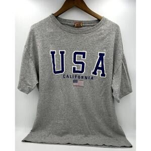 Vintage USA California Flag NHS Single Stitch Gray Size XL T Shirt Made in USA